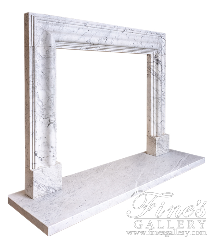 Marble Fireplaces  - White Carrara Bolection Marble Fireplace - MFP-2091